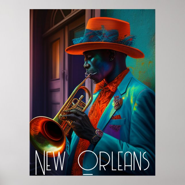Suave New Orleans Jazz Trumpet Player Nola Poster (Framsidan)