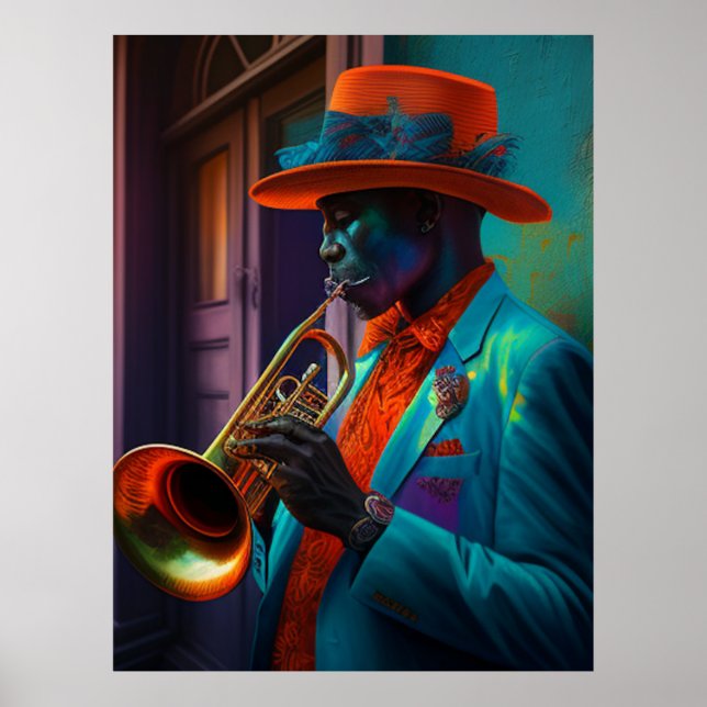 Suave New Orleans Jazz Trumpet Player Poster (Framsidan)