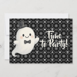 Suave tecknad spökhalloween inbjudningar