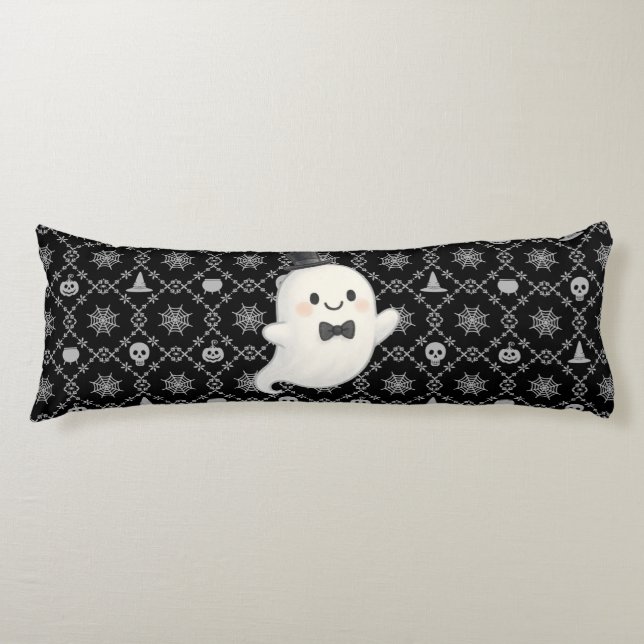 Suave tecknad spökhalloween kroppskudde (Framsidan)