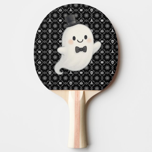 Suave tecknad spökhalloween pingisracket (Framsidan)