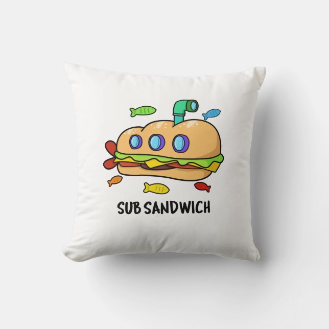 Sub Sandwich Funny Food Pun Kudde (Framsida)
