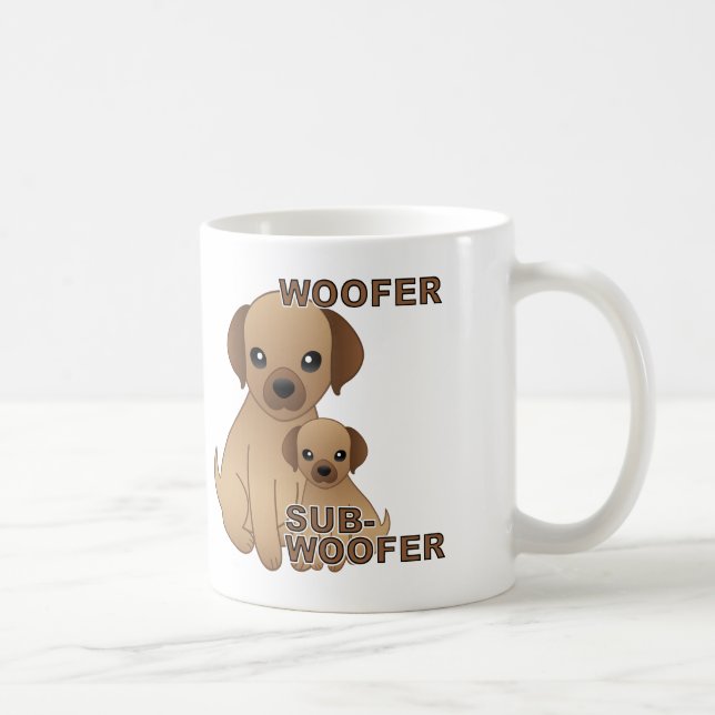 Sub-Woofer Dog Puppy Funny Mug eller Travel Mug Kaffemugg (Höger)