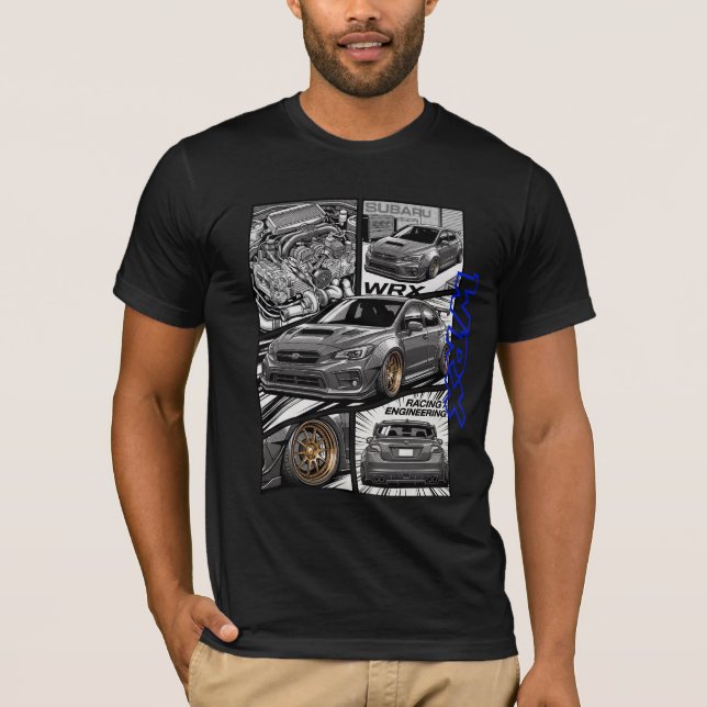 Subaru WRX JDM Manga-seriepanel T Shirt (Framsida)