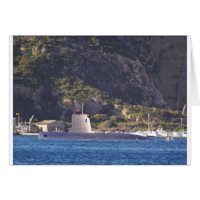 Subåt som sjösätter. hälsningskort (Framsidan Horizontal)