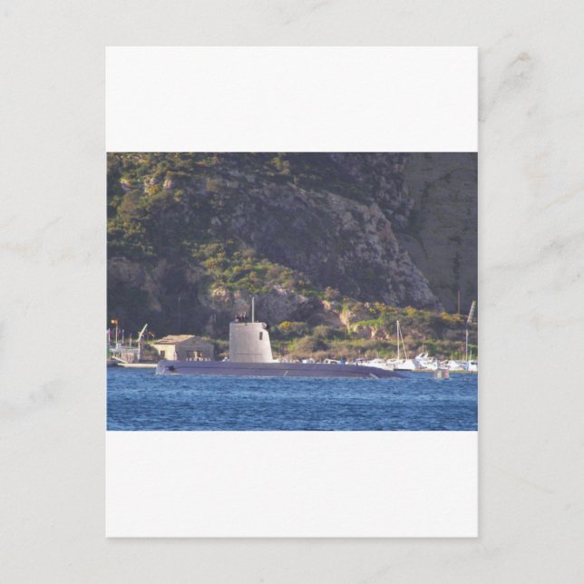 Subåt som sjösätter. vykort (Framsida)