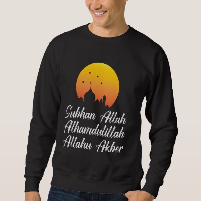 Subhan Allah Alhamdulillah Allahu Akbar Islamic Ta Lång Ärmad Tröja (Framsida)