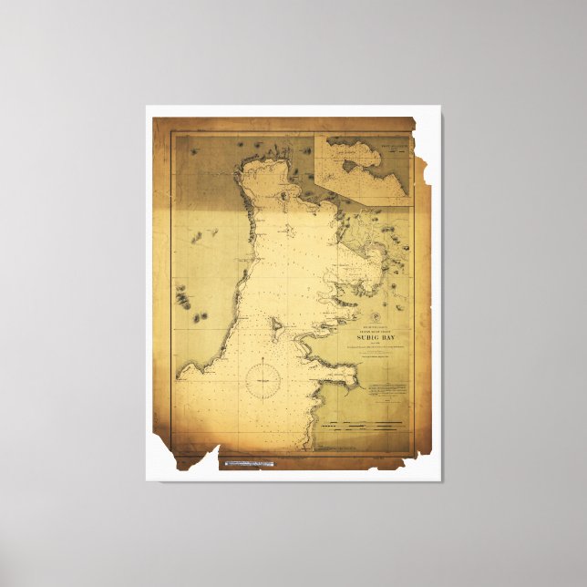 Subig (Subi) Bay Luzon Filippinerna 1902 Karta Canvastryck (Framsida)