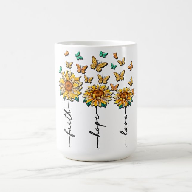 Sublicering av inspirationerande solrosor/fjäril kaffemugg (Center)