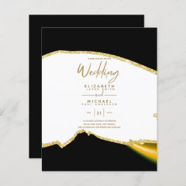 Sublicme Black Guld White Wedding-inbjudningar