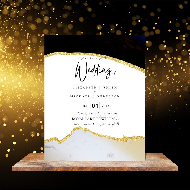 Sublicme Black Guld White Wedding-inbjudningar (Skapare uppladdad)