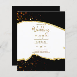 Sublicme Black Guld White Wedding-inbjudningar
