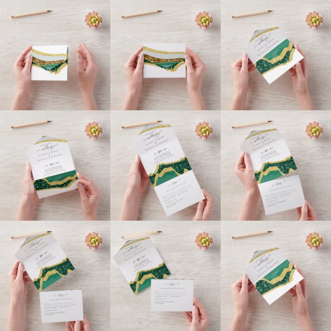 Sublicme Emerald Grönt Guld Agate Bröllop