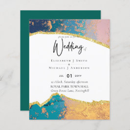 Sublicme TEAL GULD Agate Stil bröllopsinbjudningar