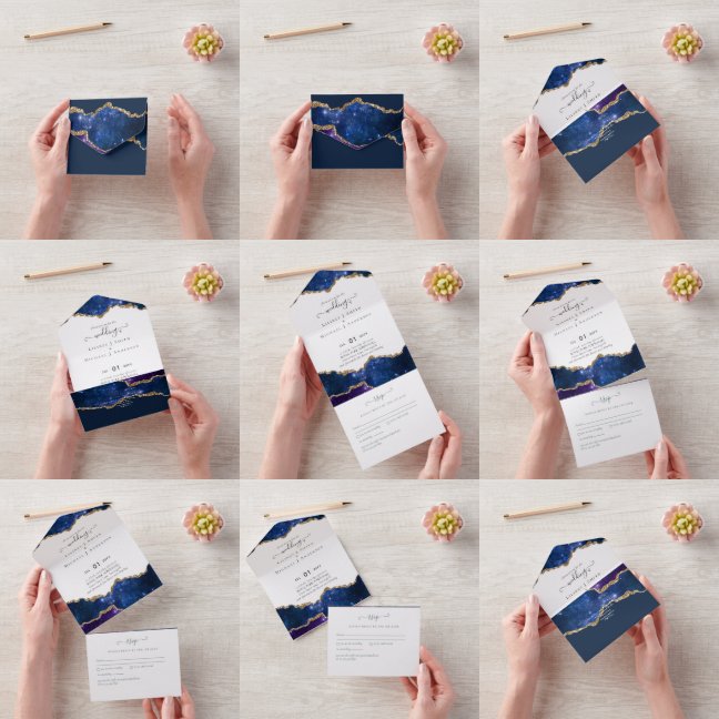 Sublim blå agatguld BRÖLLOPSSERIE