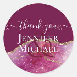 Sublim Rosa AGATE Guld Glitter Bröllop Chic Runt Klistermärke