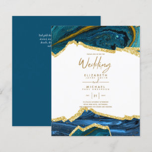 Sublima TEAL GOLD Agat-inspirerade bröllopsinbjudn