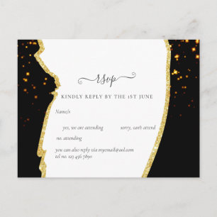 Sublime Black Guld Glitter Bröllop Vykort