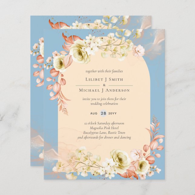 Sublime Dusty Blue Peach Bröllop (Fram/baksida)
