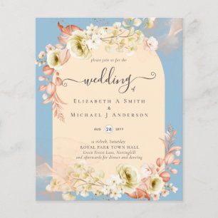Sublime Dusty Blue Peach Bröllop Flygblad