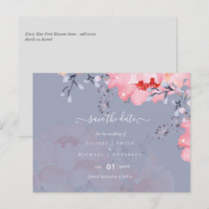 Sublime Dusty Blue Rosa Blommar Bröllop Suite Vykort