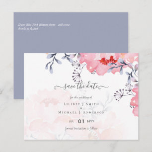 Sublime Dusty Blue Rosa Blommar Bröllop Suite Vykort