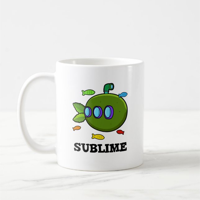 Sublime Funny Submarine Fruit Lime Pun Kaffemugg (Vänster)
