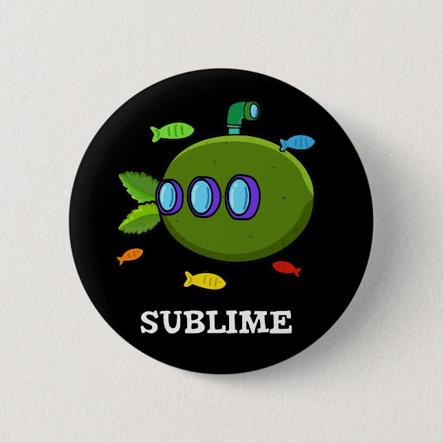 Sublime Funny Submarine Fruit Lime Pun Mörk BG Knapp (Framsida)
