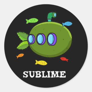 Sublime Funny Submarine Fruit Lime Pun Mörk BG Runt Klistermärke