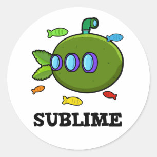 Sublime Funny Submarine Fruit Lime Pun Runt Klistermärke