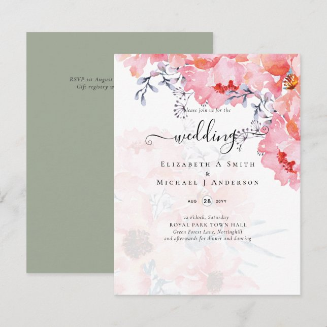 Sublime Rosa Blommar BRÖLLOP SUITE - BUDGET (Fram/baksida)