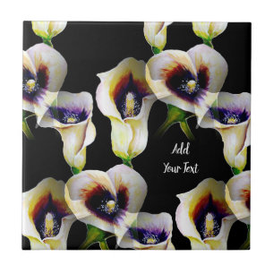 Sublime Watercolor Arum Calla Lilies med text Kakelplatta