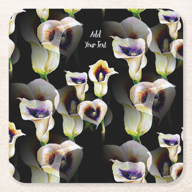 Sublime Watercolor Arum Calla Lilies Underlägg Papper Kvadrat (Framsidan)