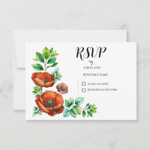 Sublime Watercolor Red Poppies i Vintage Stil OSA Kort