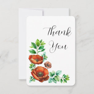 Sublime Watercolor Red Poppies i Vintage Stil Tack Kort