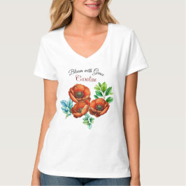 Sublime Watercolor Red Poppies Lycklig Pension T Shirt