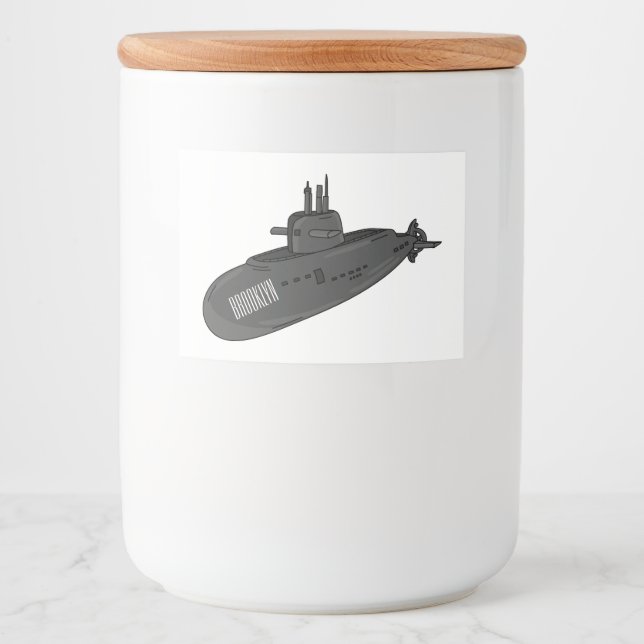 Submarine cartoon illustration mat etiketter (Framsida)