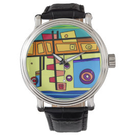 Submarine Life Orange Yellow Blue Green Armbandsur