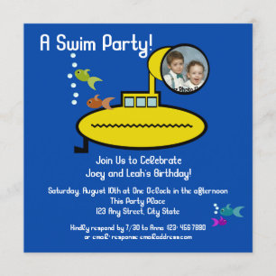 SubMarine Simma Party med Photo Inbjudningar