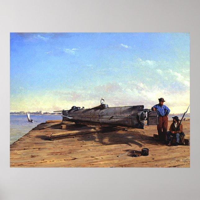 Submarine Torpedo Boat HL Hunley C Chapman 1863 Poster (Framsidan)