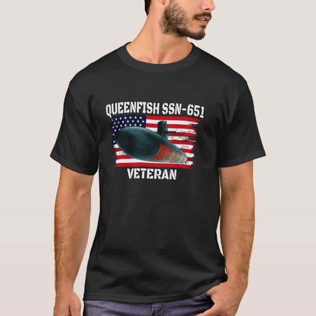 Submarine USS Queenfish SSN 651 Veteran Grandfathe T Shirt (Framsida)