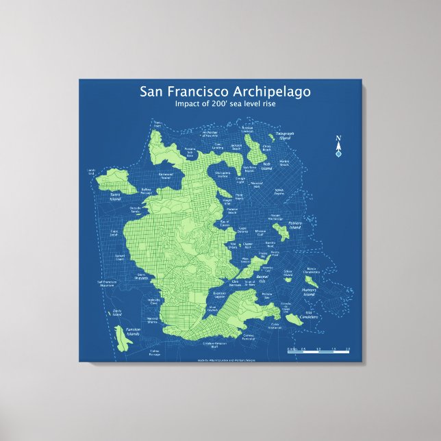 Submerged Streets of SF, 200' sea level stiga upp, Canvastryck (Framsida)
