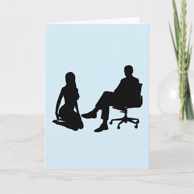 SUBMISSIVE WOMAN KNEELING BIRTHDAY CARD KORT (Framsida)