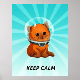 Subnautica Behålla Lugn Kattunge Fast Färg Poster