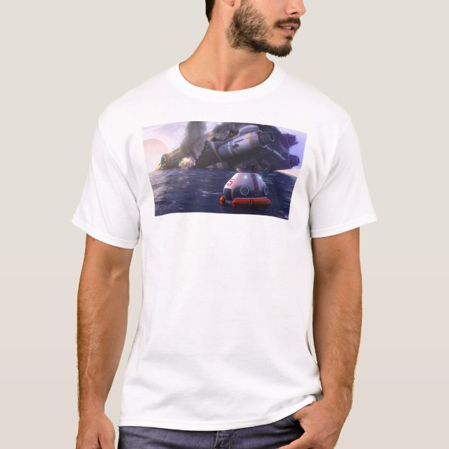 Subnautica Escape Pod Aurora Artwork Poster T Shirt (Framsida)
