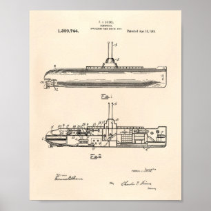 Subsea 1919 Patent Art Old Peper Poster