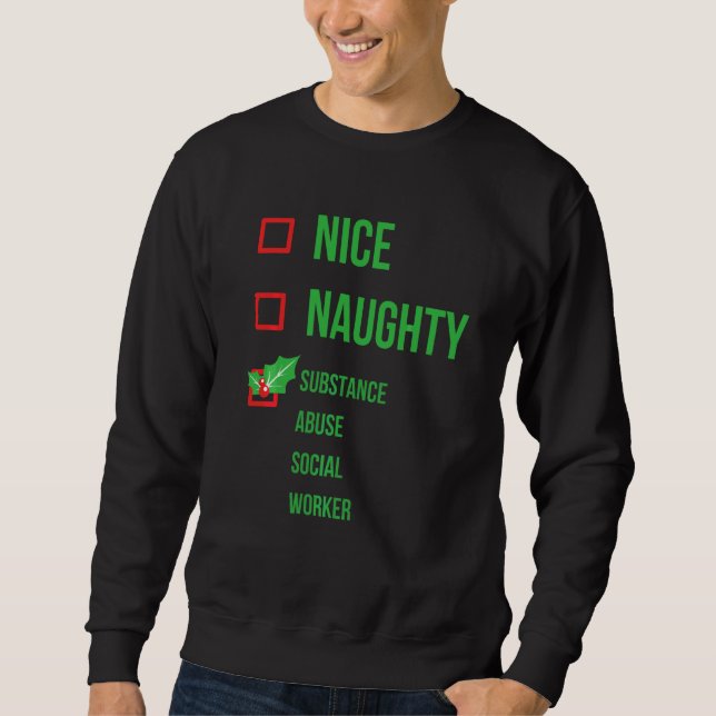 Substans Abuse Social Worker Funny Pajama Christm Lång Ärmad Tröja (Framsida)