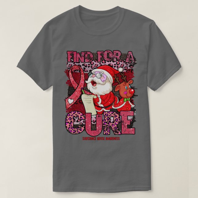 Substansmissbruk Medvetenhet leopard christmas-bot T Shirt (Design framsida)
