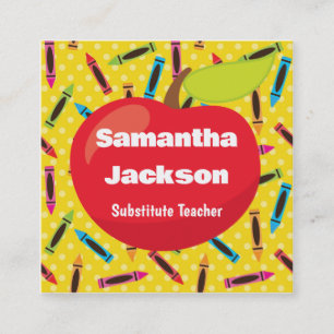 Substituerad lärarfärgen Red Apple Colorful Kritor Fyrkantigt Visitkort