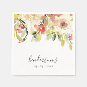 SUBTANS PEACH ROSA WATERCOLOR BLOMMIGT PERSONLIG PAPPERSSERVETT
